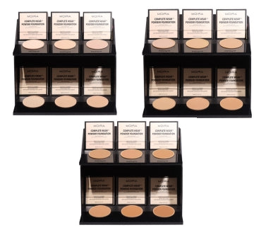 MOIRA DISPLAY COMPLETE WEAR TM POWDER FOUNDATION 108 PCS , 18 TESTER