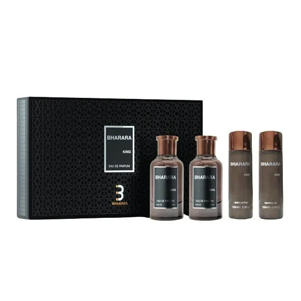 SET 4 PCS Bharara King (3.4oz EDP + 5oz SG + 3.4oz ASB + 5oz BL (3 Sets)