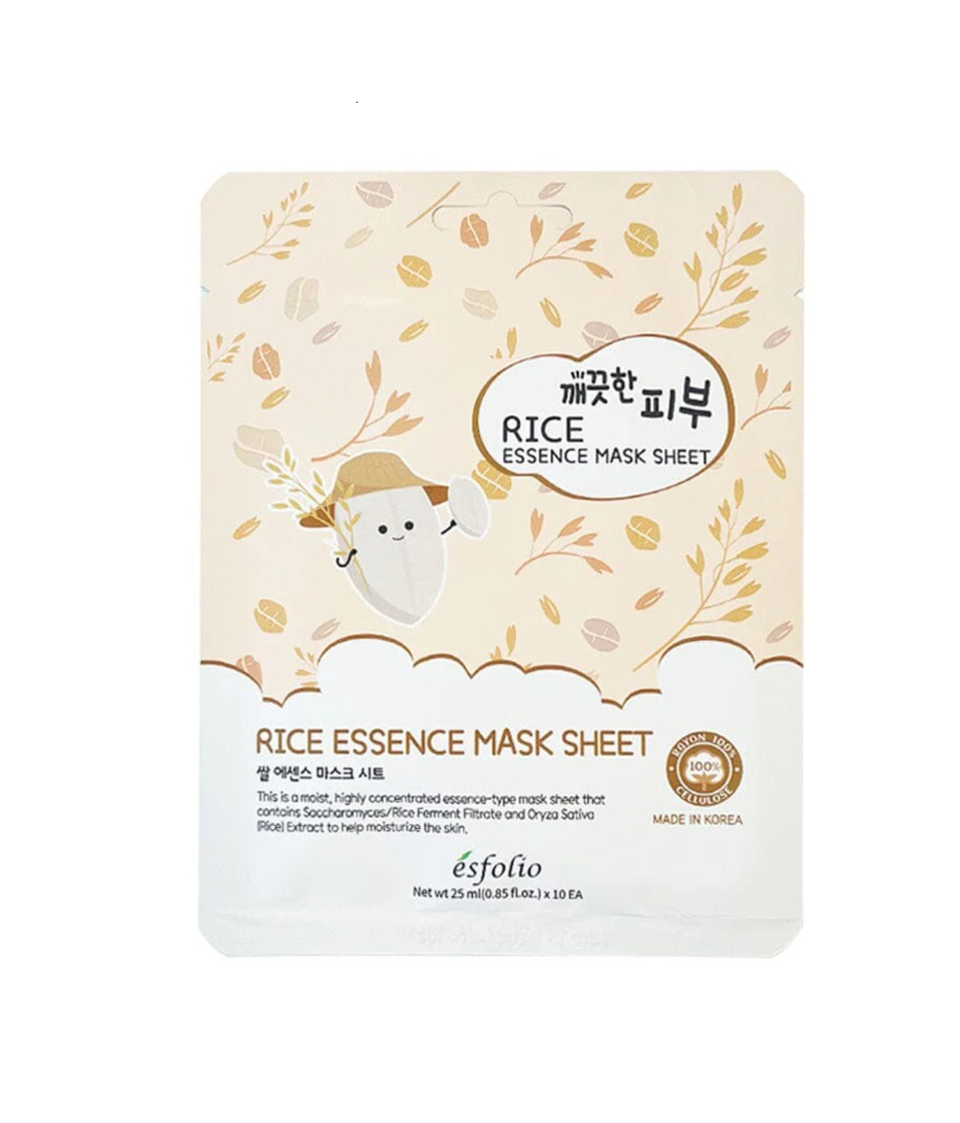 ESFOLIO Pure Skin Essence Mask Sheet (RICE) Carton (3Box) each box 8pc